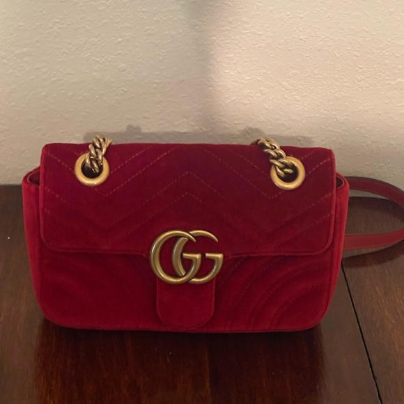 Gucci Handbags - Gucci Marmont Red Crossbody Bag